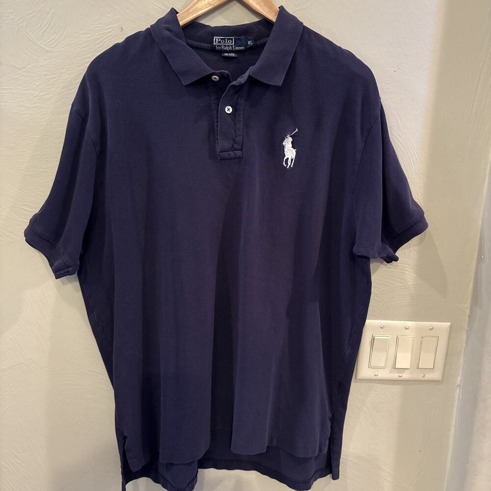 Vintage Polo Ralph Lauren Men’s Short Sleeve Rugby Big Pony Logo Navy Blue XL